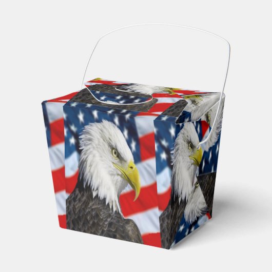 Bald Eagle head en een Amerikaanse vlag Bedankdoosjes (Voorkant Zijde)