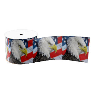 Bald Eagle head en een Amerikaanse vlag Grosgrain Lint