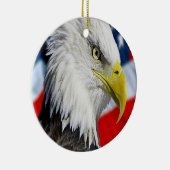 Bald Eagle head en een Amerikaanse vlag Keramisch Ornament (Rechts)