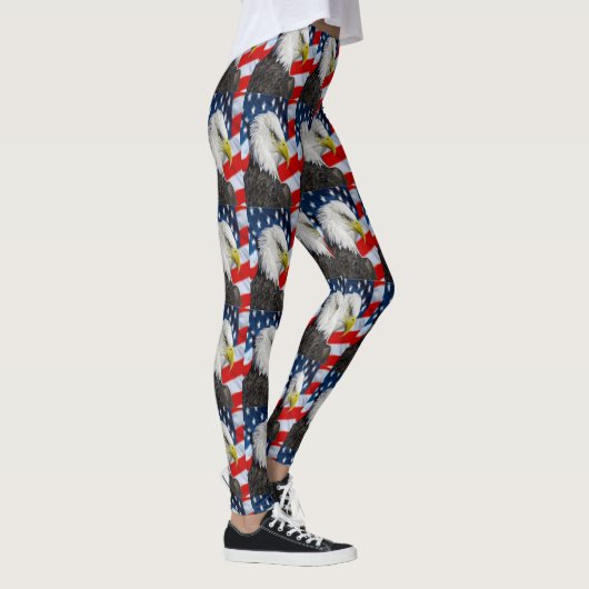 Bald Eagle head en een Amerikaanse vlag Leggings (Rechts)