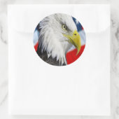 Bald Eagle head en een Amerikaanse vlag Ronde Sticker (Tas)