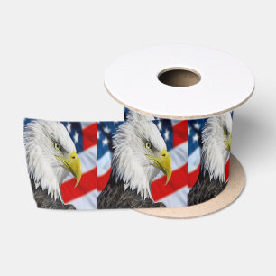 Bald Eagle head en een Amerikaanse vlag Satijnen Lint