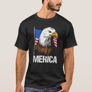 Bald Eagle Head & Face Amerikaanse vlag 4th of Ju T-shirt