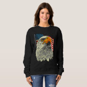 Bald Eagle Head met sterren en strepen vlag Amer Trui (Voorkant volledig)