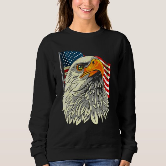 Bald Eagle Head met sterren en strepen vlag Amer Trui (Voorkant)