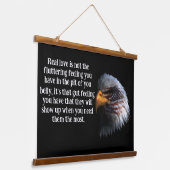 Bald Eagle hoofd met een Amerikaanse vlag op zijn Hangend Wandkleed (Gebogen)