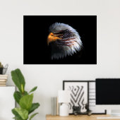 Bald Eagle hoofd met een Amerikaanse vlag op zijn  Poster (Thuiskantoor)
