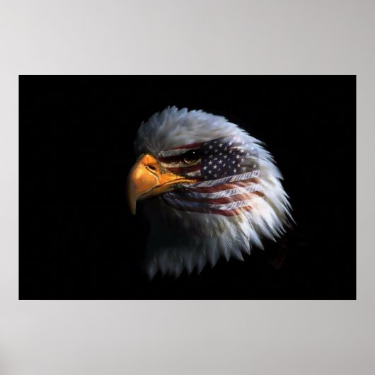 Bald Eagle hoofd met een Amerikaanse vlag op zijn  Poster (Voorkant)