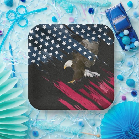 Bald Eagle in American Flag Abstract Papieren Bordje (Feest)