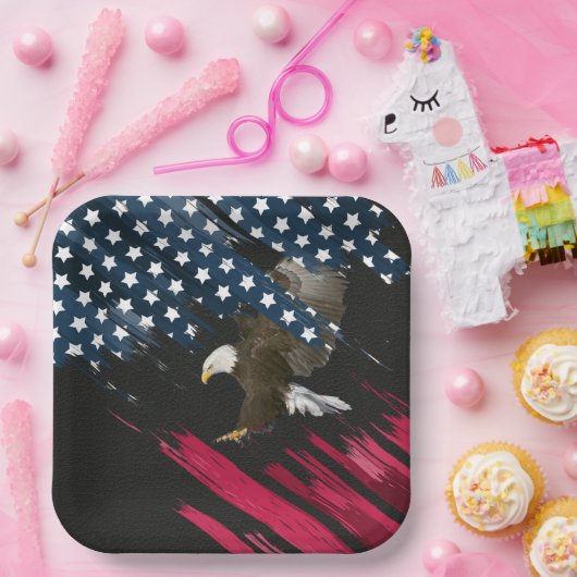 Bald Eagle in American Flag Abstract Papieren Bordje (Feest)