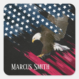 Bald Eagle in American Flag Abstract Vierkante Sticker