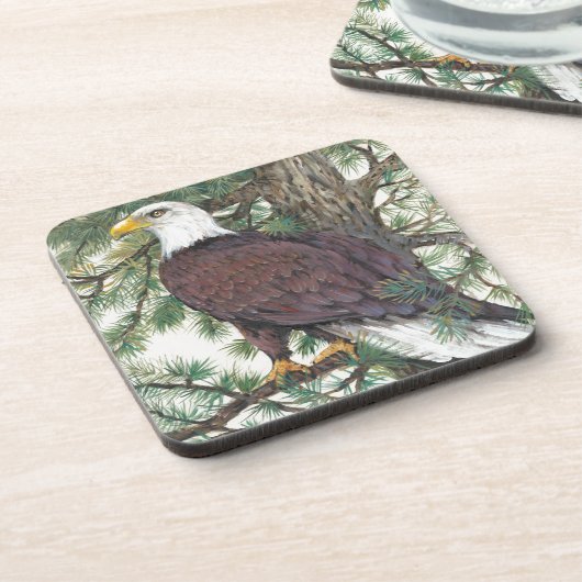 Bald Eagle in Branch Bier Onderzetter (Linkerzijde)