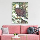 Bald Eagle in Branch Canvas Afdruk (Insitu (Woonkamer))