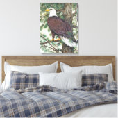 Bald Eagle in Branch Canvas Afdruk (Insitu (Slaapkamer))