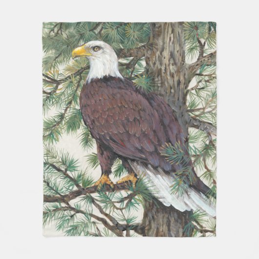 Bald Eagle in Branch Fleece Deken (Voorkant)