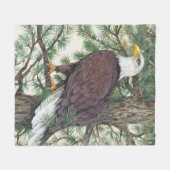 Bald Eagle in Branch Fleece Deken (Voorkant (Horizontaal))