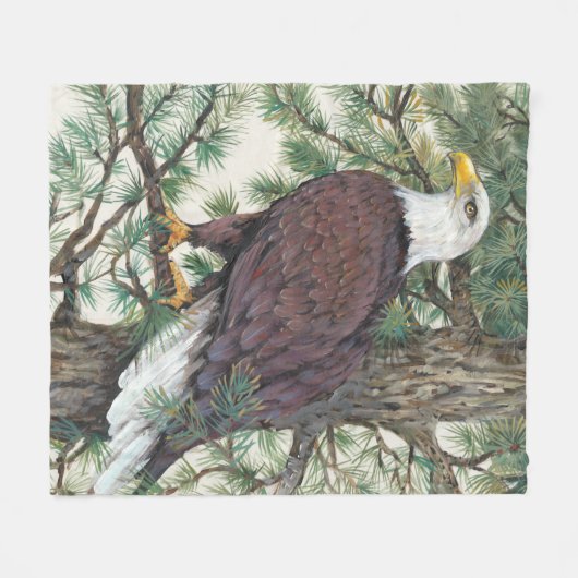 Bald Eagle in Branch Fleece Deken (Voorkant (Horizontaal))