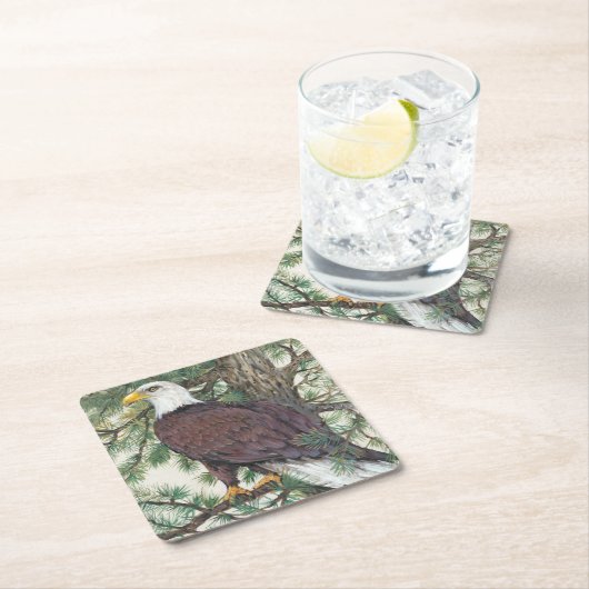 Bald Eagle in Branch Kartonnen Onderzetters (Insitu)
