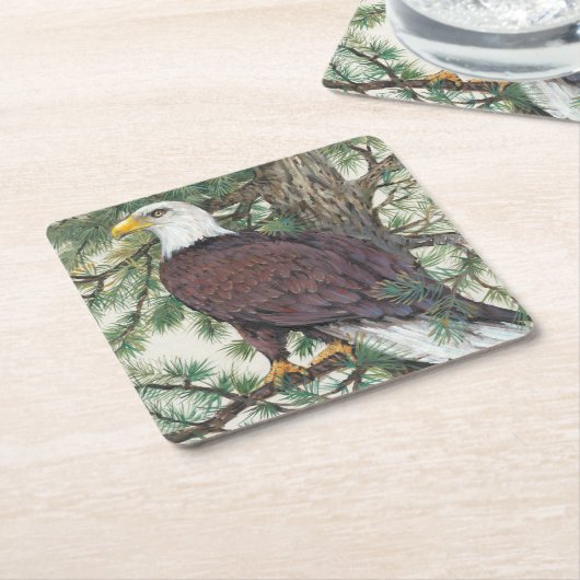 Bald Eagle in Branch Kartonnen Onderzetters (Schuin)