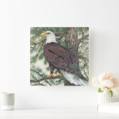 Bald Eagle in Branch Vierkante Klok (Huis)