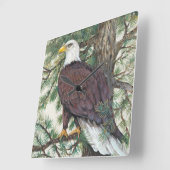 Bald Eagle in Branch Vierkante Klok (Hoek)