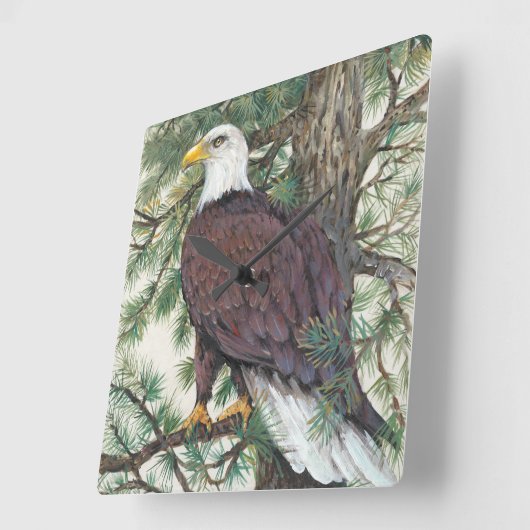 Bald Eagle in Branch Vierkante Klok (Hoek)