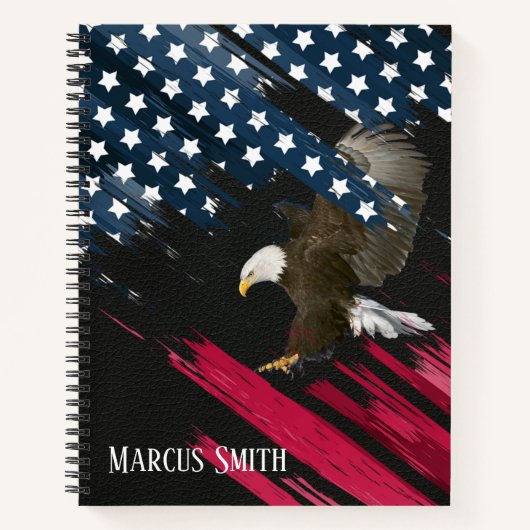 Bald Eagle in de Amerikaanse vlag Abstract op lede Notitieboek (Voorkant)