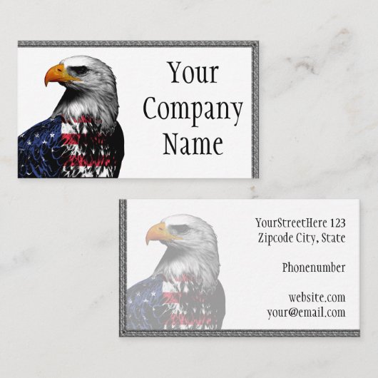 Bald Eagle in de Amerikaanse vlag Visitekaartje (Voorkant / Achterkant)