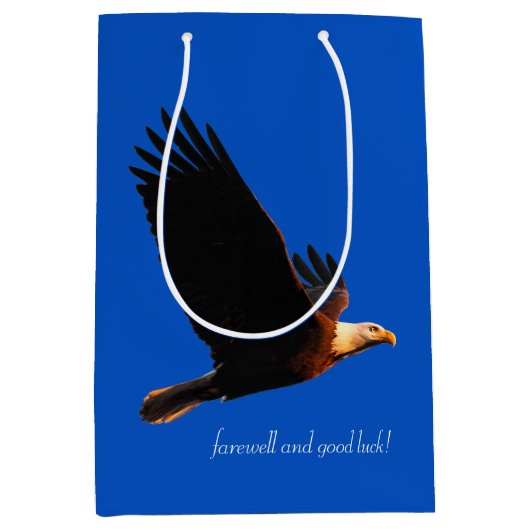 Bald Eagle in de vlucht Vaarwel en veel geluk! Medium Cadeauzakje (Voorkant)