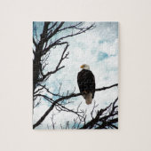 Bald Eagle in een boom met een blauwe hemel en wol Legpuzzel (Verticaal)