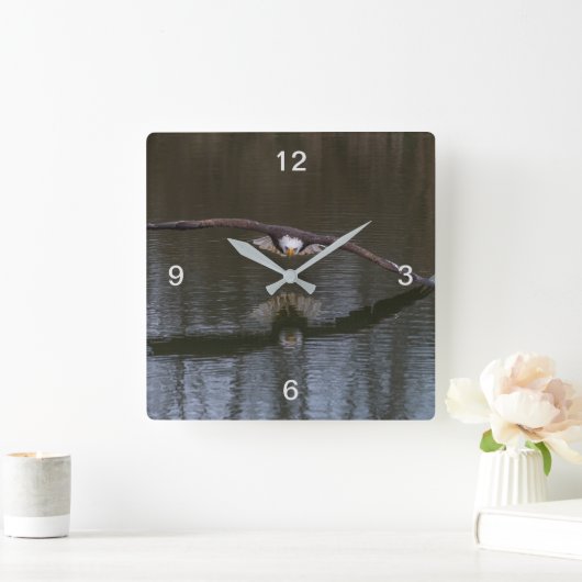 Bald Eagle in Flight Vierkante Klok (Huis)