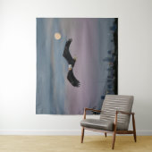 Bald Eagle In Front Of Seattle and Moon Wandkleed (In situ)