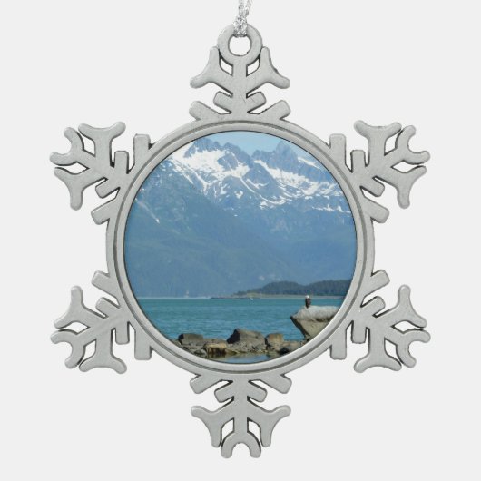 Bald Eagle in Skagway Alaska Tin Sneeuwvlok Ornament (Voorkant)