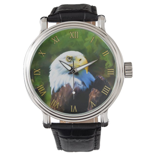 Bald Eagle in Sunlight Wildlife Painting Horloge (Voorkant)