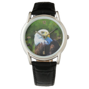 Bald Eagle in Sunlight Wildlife Painting Horloge