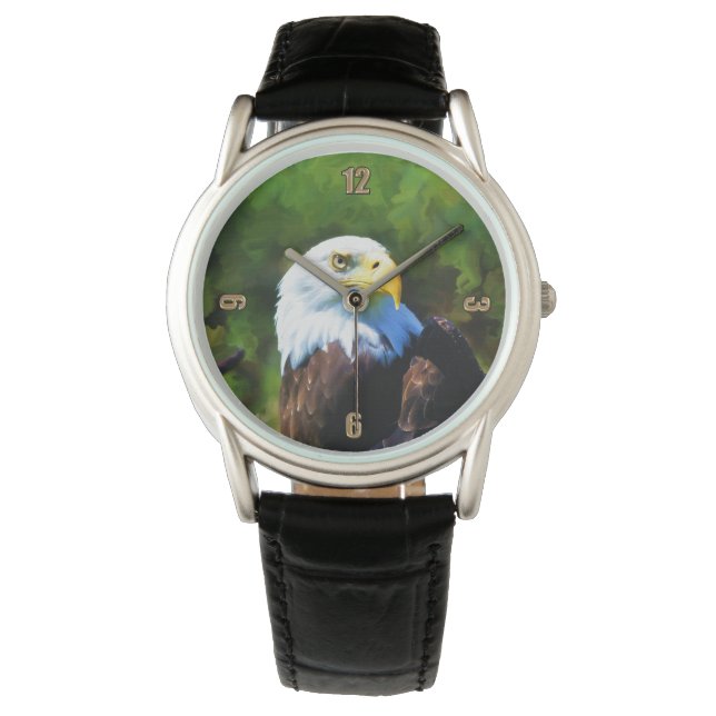 Bald Eagle in Sunlight Wildlife Painting Horloge (Voorkant)