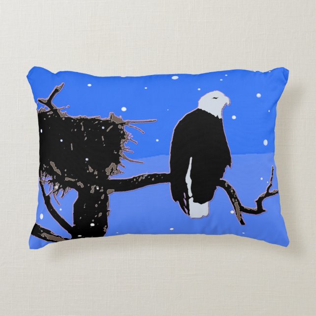 Bald Eagle in Winter - Originele Wilde Kunst Accent Kussen (Voorkant)