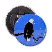 Bald Eagle in Winter - Originele Wilde Kunst Button Flesopener (Voorkant)