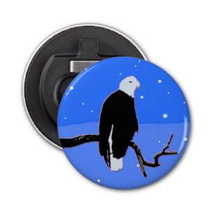 Bald Eagle in Winter - Originele Wilde Kunst Button Flesopener