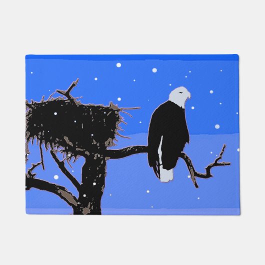 Bald Eagle in Winter - Originele Wilde Kunst Deurmat (Voorkant)