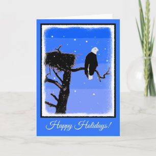 Bald Eagle in Winter - Originele Wilde Kunst Feestdagen Kaart