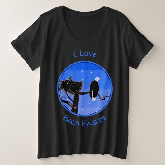 Bald Eagle in Winter - Originele Wilde Kunst Grote Maat T-shirt (Design voorkant)