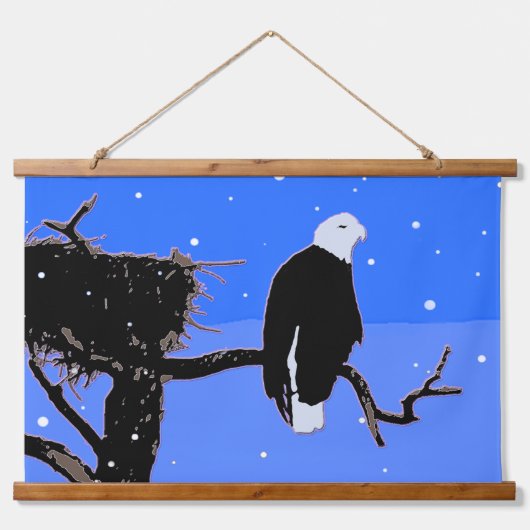 Bald Eagle in Winter - Originele Wilde Kunst Hangend Wandkleed (Voorkant)