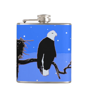 Bald Eagle in Winter - Originele Wilde Kunst Heupfles