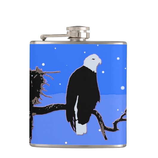 Bald Eagle in Winter - Originele Wilde Kunst Heupfles (Voorkant)