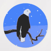 Bald Eagle in Winter - Originele Wilde Kunst Labels (Design 1)