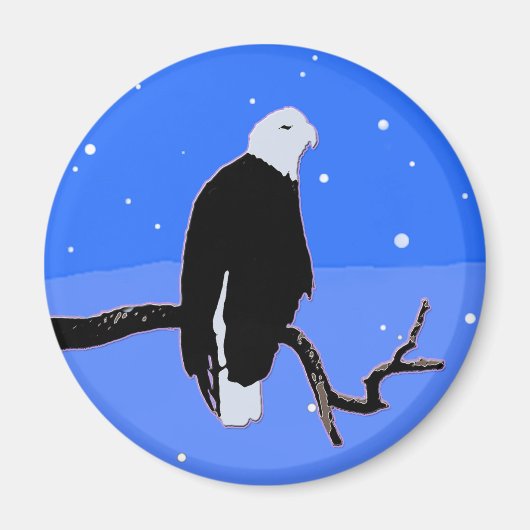 Bald Eagle in Winter - Originele Wilde Kunst Magneet (Voorkant)