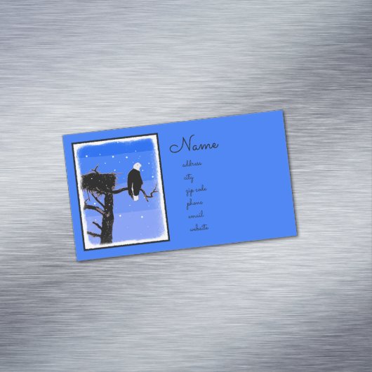 Bald Eagle in Winter - Originele Wilde Kunst Magnetisch Visitekaartje (Voorbeeld)