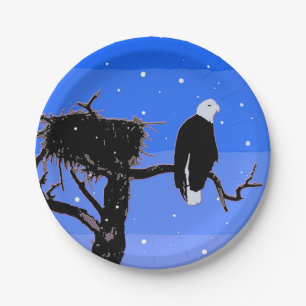 Bald Eagle in Winter - Originele Wilde Kunst Papieren Bordje