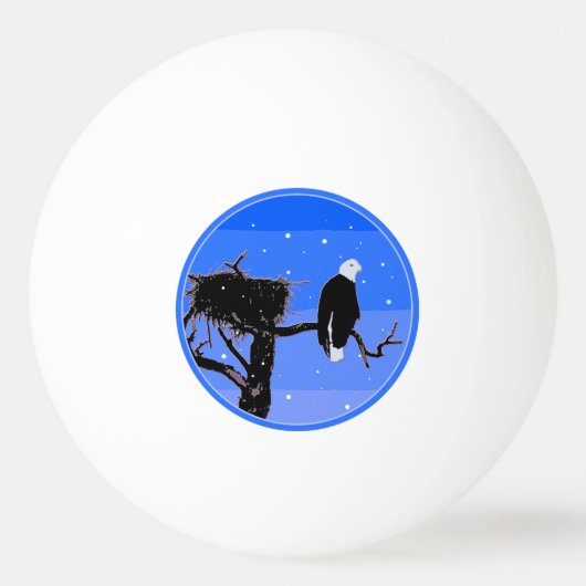 Bald Eagle in Winter - Originele Wilde Kunst Pingpongbal (Voorkant)
